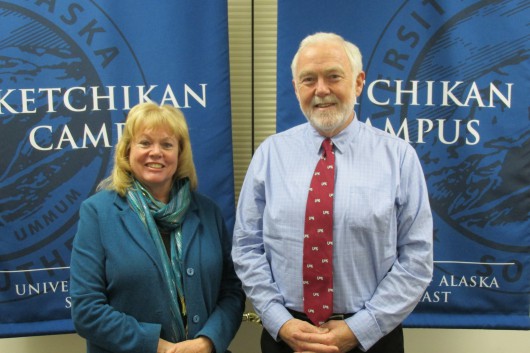 UAS Ketchikan Campus Director Priscuilla Schulte and UAS Chancellor Richard Caulfield.