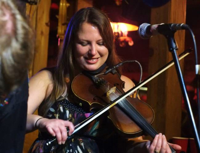 Angela Oudean performs with Tod Grebe and Cold Country Sunday at 9:30 at the Red Dog Saloon. Photo by Annie Bartholomew/KTOO)