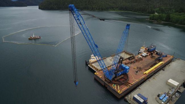 Sunken tugboat Powhatan to be raised on crane barge