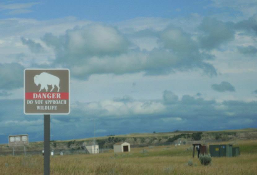 A sign at Theodore Roosevelt National Park in North Dakota warns against approaching wildlife.