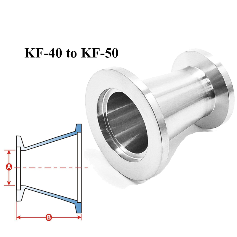 KF-40 to KF-50 Vacuum Fittings Flange Size NW-40 to NW-50 Reducer Conical