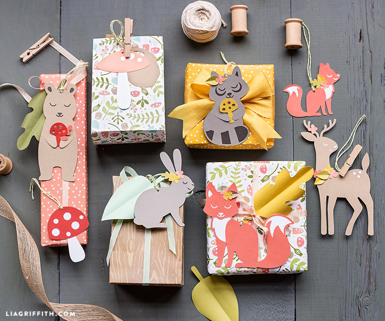 woodland gift wrap and tags