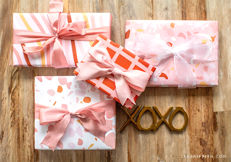 terrazzo valentines day gift wrap & tags
