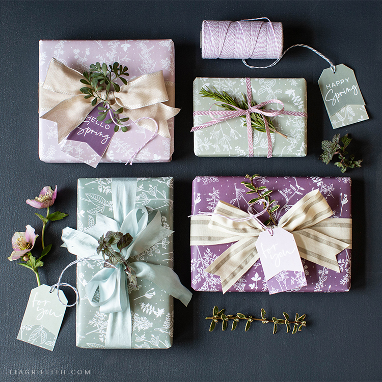 printable spring herb gift wrap & tags