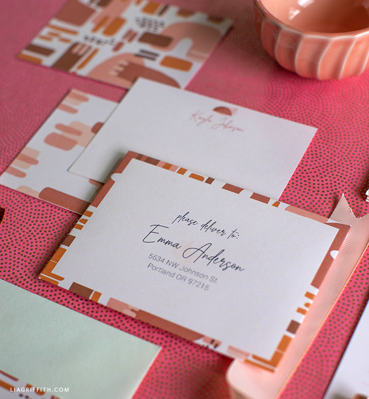 to edit the details on your printable notecards and address