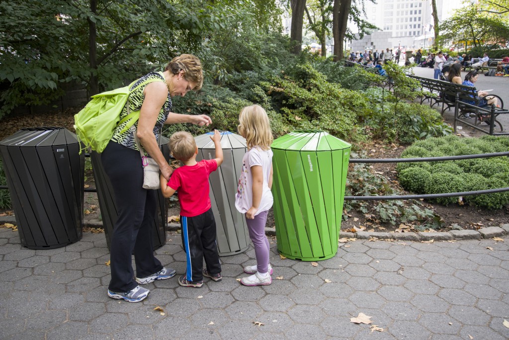 Central Park Conservancy Trash And Recycling Receptacles in Use