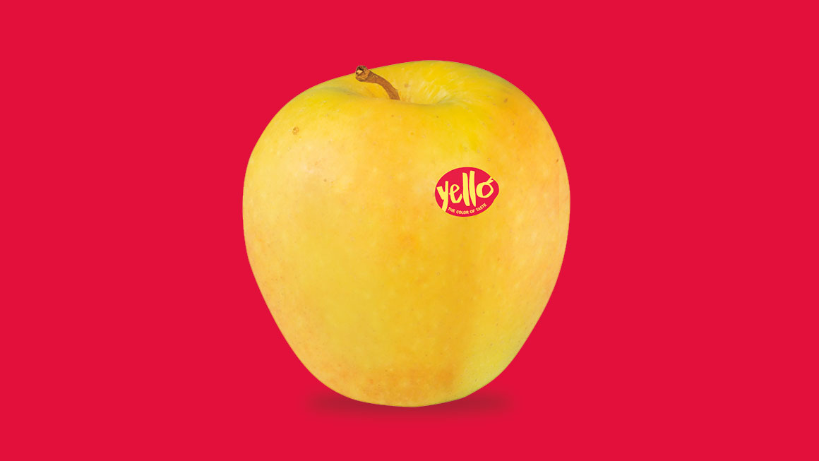 yello label on apple