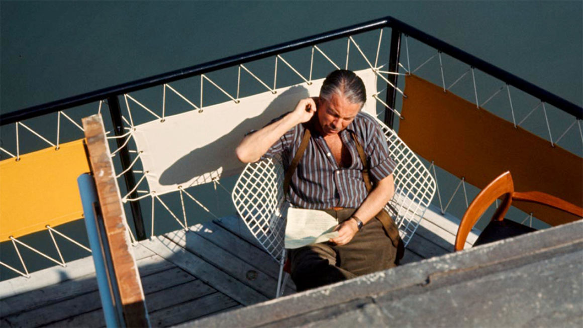 Inside the studio with Walter Landor: Walter aboard the Klamath reading