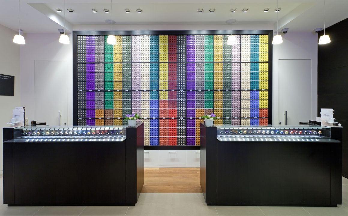 Example of good brand strategy from Nespresso boutique in St Petersburg, Russia
