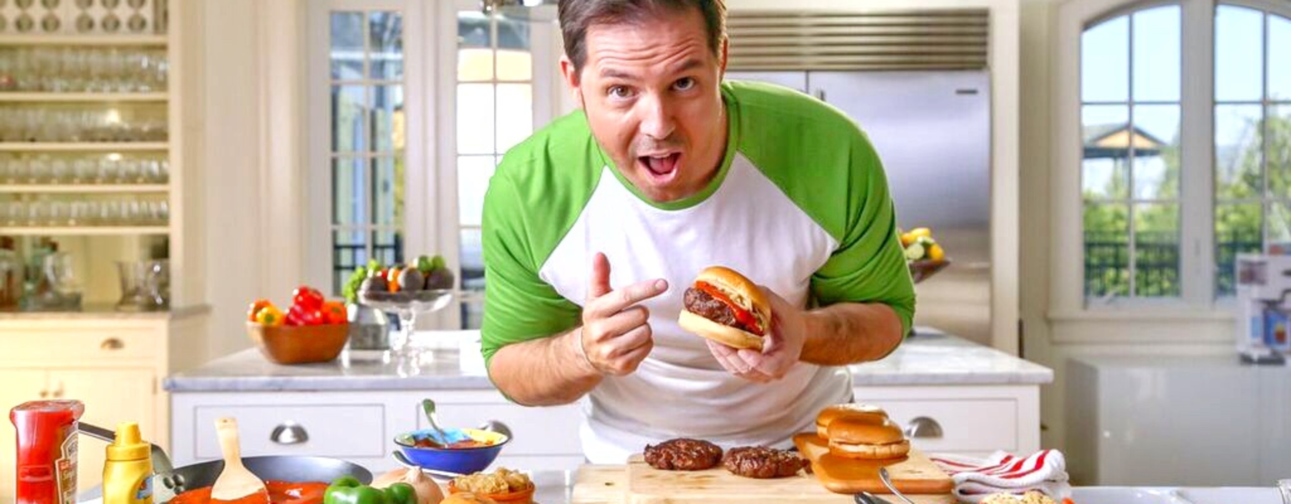 Reel food green shirt burger