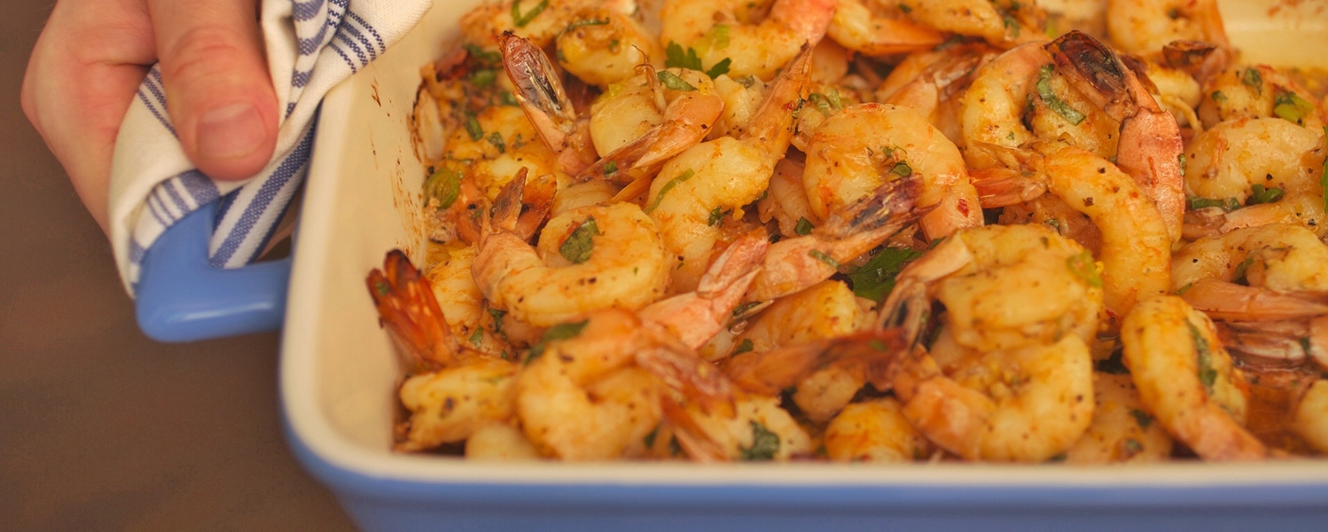 Baked shrimp with honey ginger