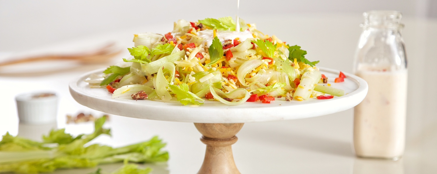 Shaved celery salad with dribble