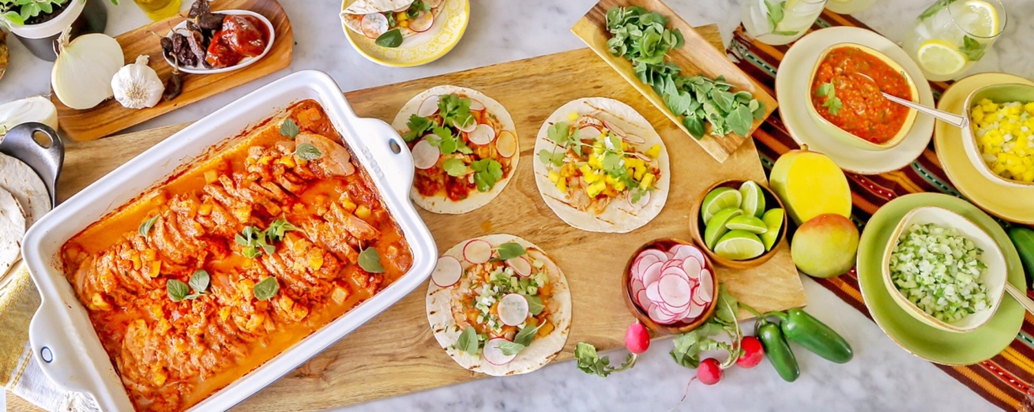 Cola chile pork tacos spread