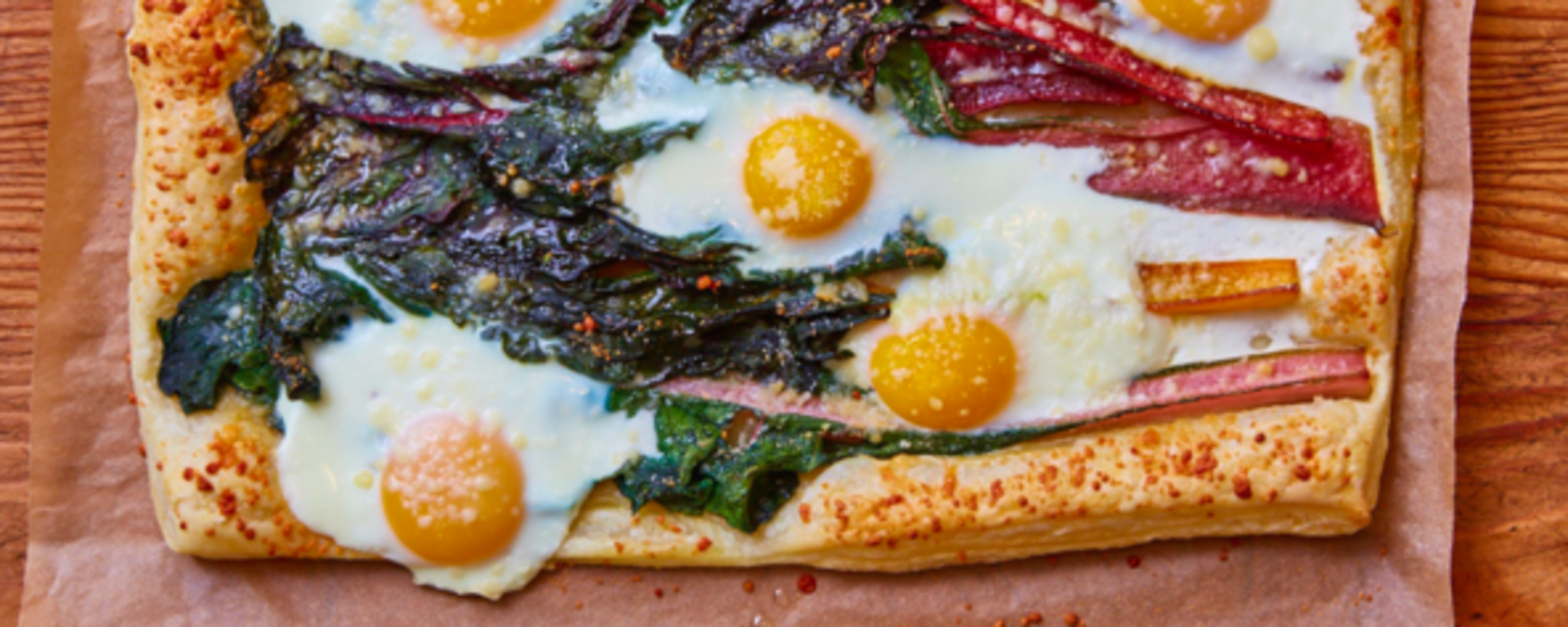 Rainbow chard baked egg tart web