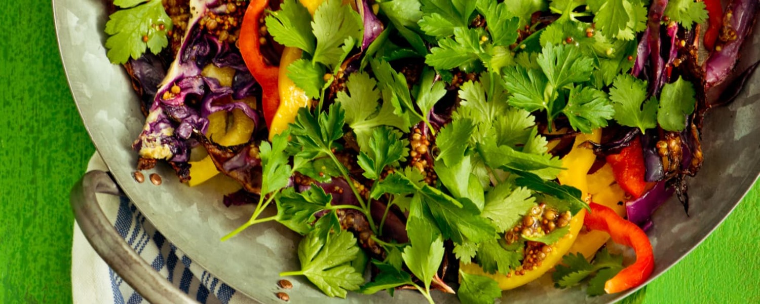Roasted cabbage rainbow pepper slaw image 1