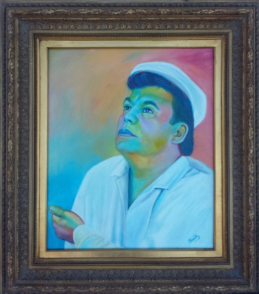 Retrato de juan Gabriel elaborado por el pintor Manuel Benítez.