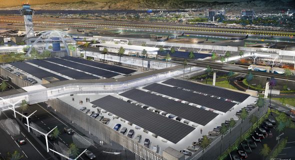 Ilustración de LAWA del sistema de transporte automatizado que dará servicio al LAX.