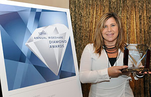 Blue Diamond Award: Caltech wins top rideshare honors. Kristina Valenzuela, Caltech’s employee transportation coordinator, told organizers, that in addition to their annual bike fair and a new secured parking cage for bikes, the Rideshare program soon will be launching a folding bike loaner program on campus, stocked with new orange folding bikes. (Juan Ocampo photo)