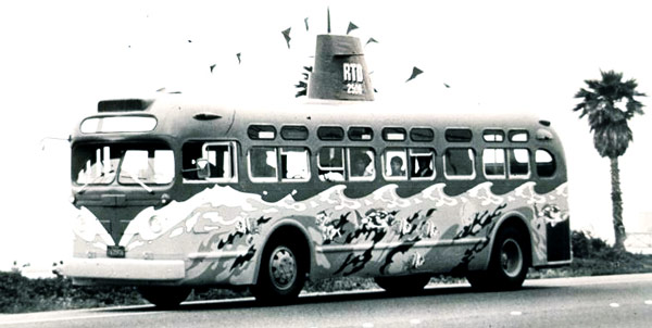 Street Fleet RTD’s“Street Fleet” motorcoaches that carried beach-goers to Santa Monica in 1974 were painted to look like submarines.