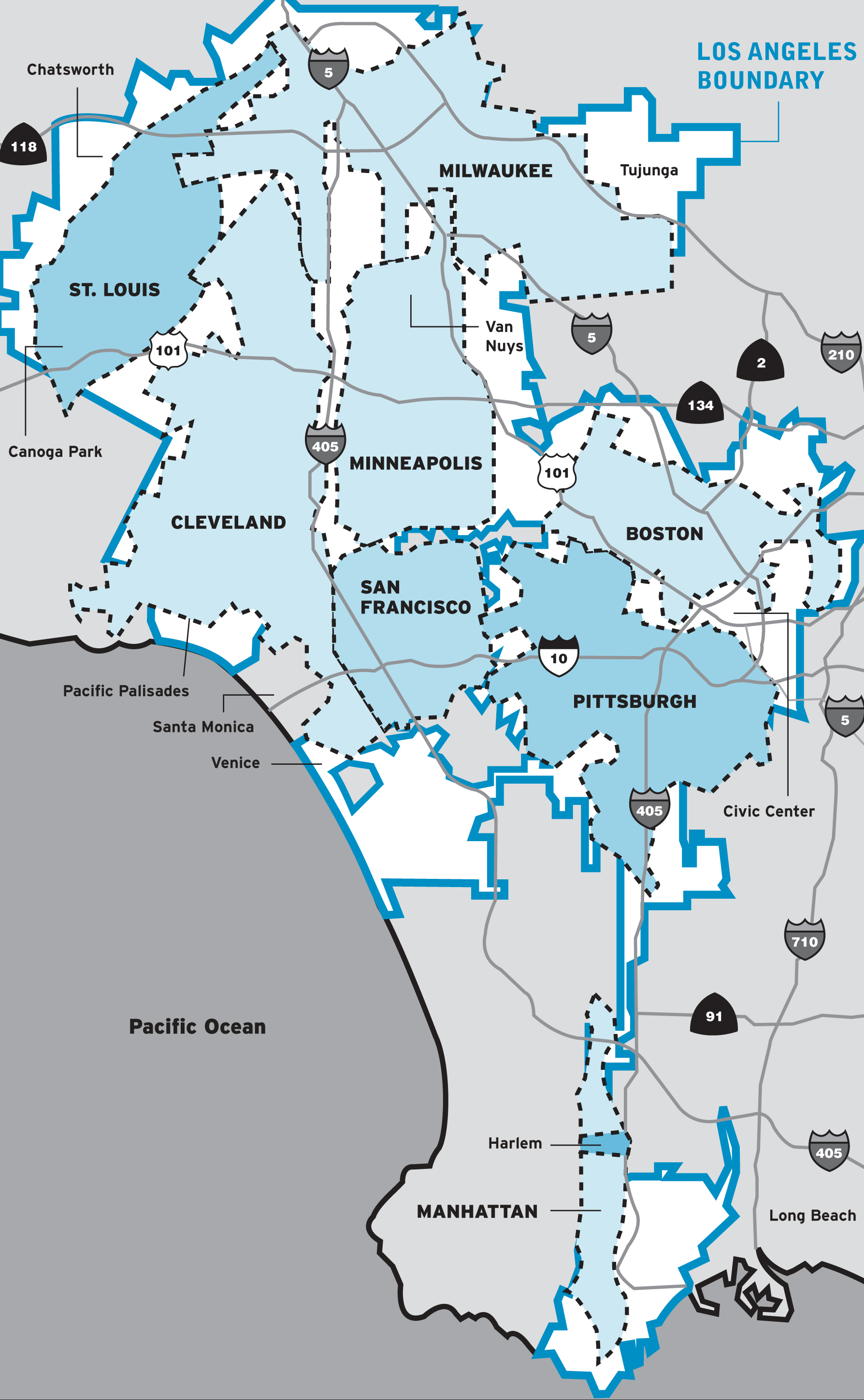 fun with maps does l a s size skew perceptions of transit usage size of los angeles