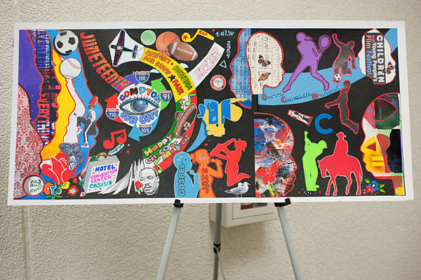 Pinkney's "Compton" Elliott Pinkney's artwork "Compton" was selected as number 23 in the "Through the Eyes of Artists" poster series commissioned by Metro for display on Metro buses and trains.