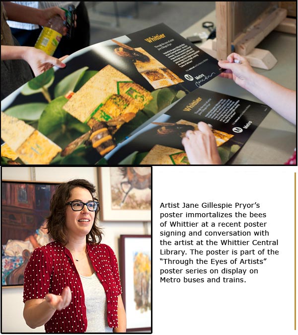 Whittier poster-signing with artist Jane Gillespie Pryor