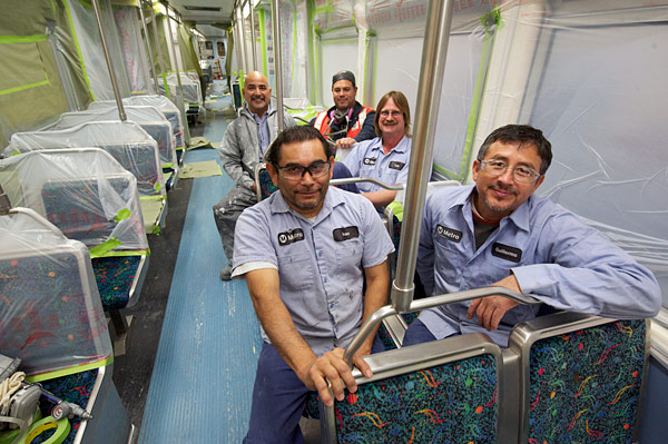 Paint shop crew Paint shop crew. Back row: Jim Reyes, left, Alan Cota right, Center row: Lee Hetherington. Front row: Ivan Rodriguez, left, Guillermo Hernandez, right.