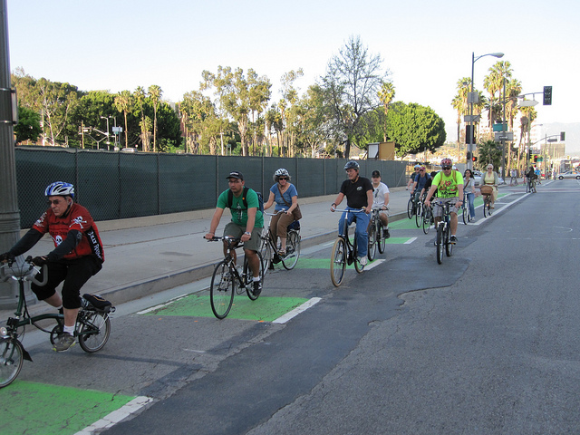 Downtown LA Green Bike Lane