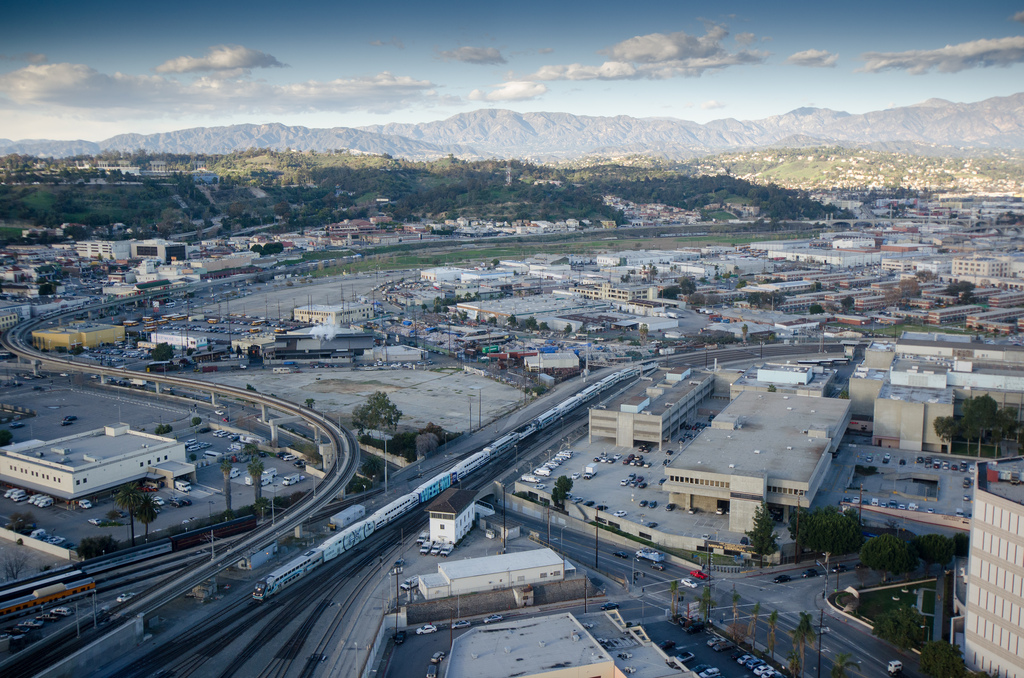 ART OF TRANSIT: Metrolink train sets head into Los Angeles Union Station last Thursday afternoon. Click above to see larger on our Flickr page. Photo by Steve Hymon/Metro.