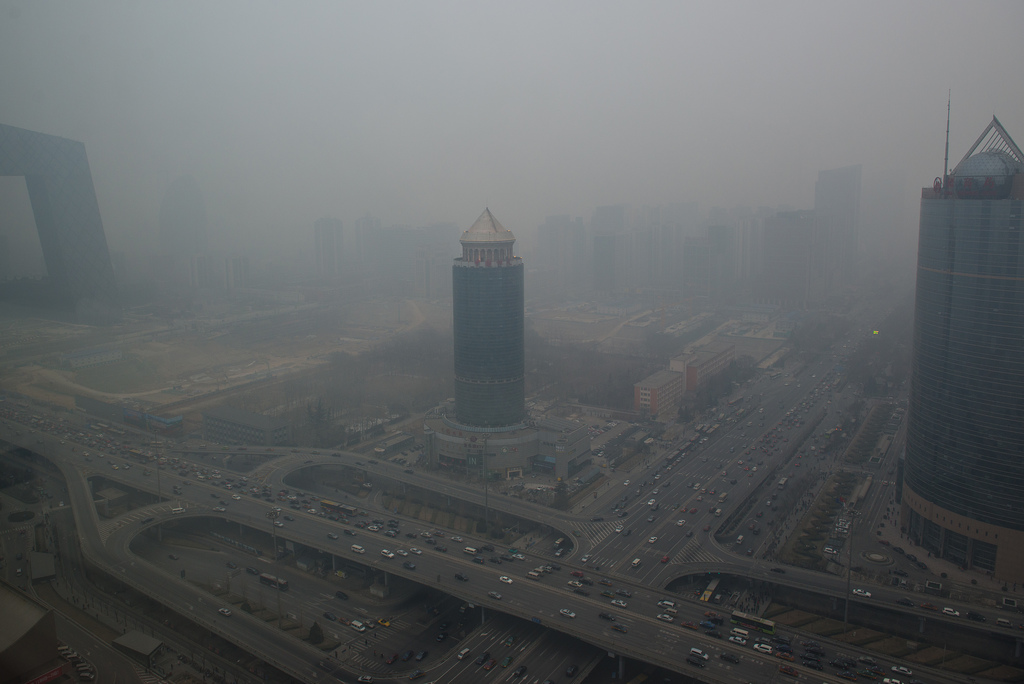 A photo of Beijing's smog taken on Monday after it had improved a bit from Saturday's high levels. Photo by Infinite Jeff, via Flickr creative commons.