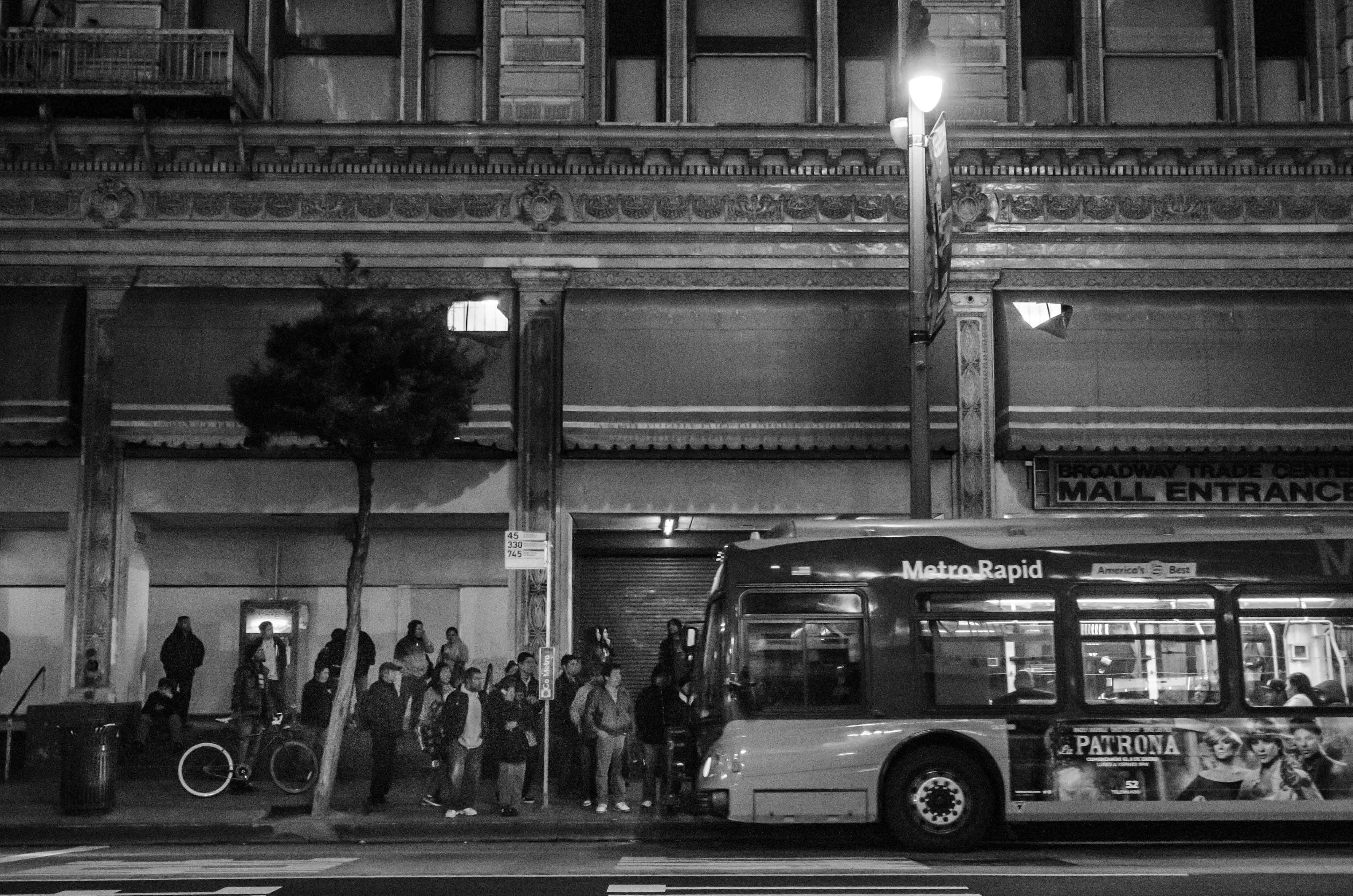 ART OF TRANSIT: A bus on Broadway in downtown Los Angeles. Photo by Steve Hymon/Metro.