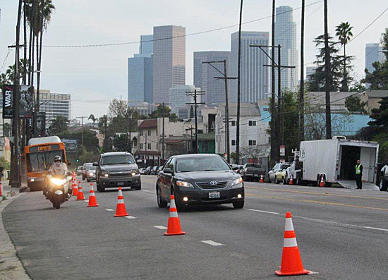 The bus lane en route to Dodger Stadium. Photo: Metro.