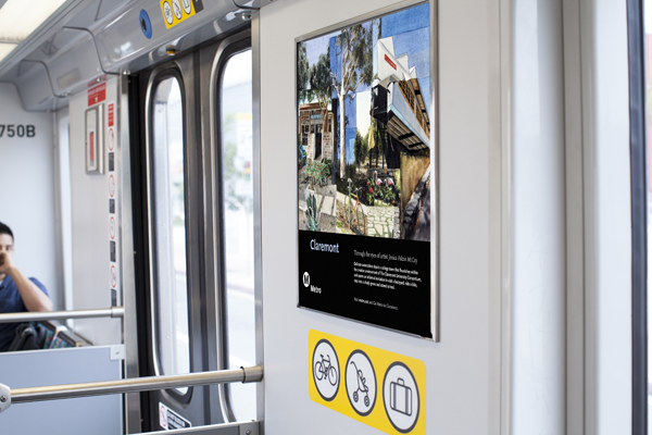 Claremont poster spotted on a Red Line train, part of the Metro Through the Eyes of Artists poster series.