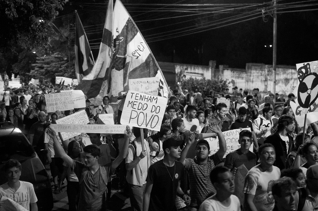 Protests in Divinopolis, Brazil, on Wednesday. Photo by Fernando H. C. Oliveira, via Flickr creative commons.