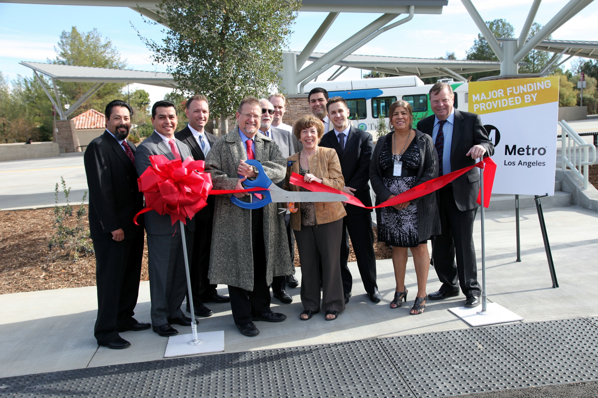 McBean Park and Ride ribbon cutting. The event was attended by Santa Clarita Mayor Bob Kellar, Councilmembers TimBen Boydston and Marsha McLean, along with representatives from other local elected officials. Photo: Michael Richmai/Metro