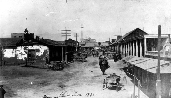 Calle de los Negros, scene of the 1871 Chinese Massacre, ca 1880. Courtesy of the Seaver Center for Western History Research, Natural History Museum of Los Angeles County.