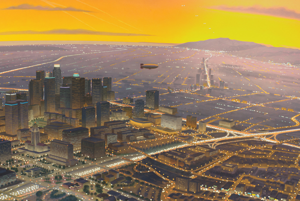 Detail of a mural about Union Station inside Metro Headquarters, Los Angeles Circa 1870, 1910, 1960 and After 2000, James Doolin, Artist.
