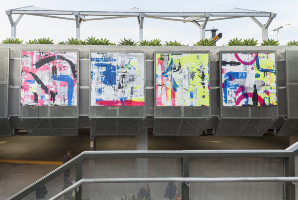 With Vamos Juntos/Juntas, Martin Durazo uses swirling vibrant colors to energetically convey the ever-changing intersection of cultures and environments in the Los Angeles area.