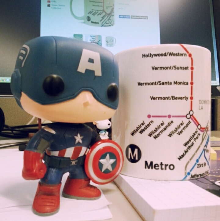 "I'm Captain America and I only drink from my Go Metro mug."