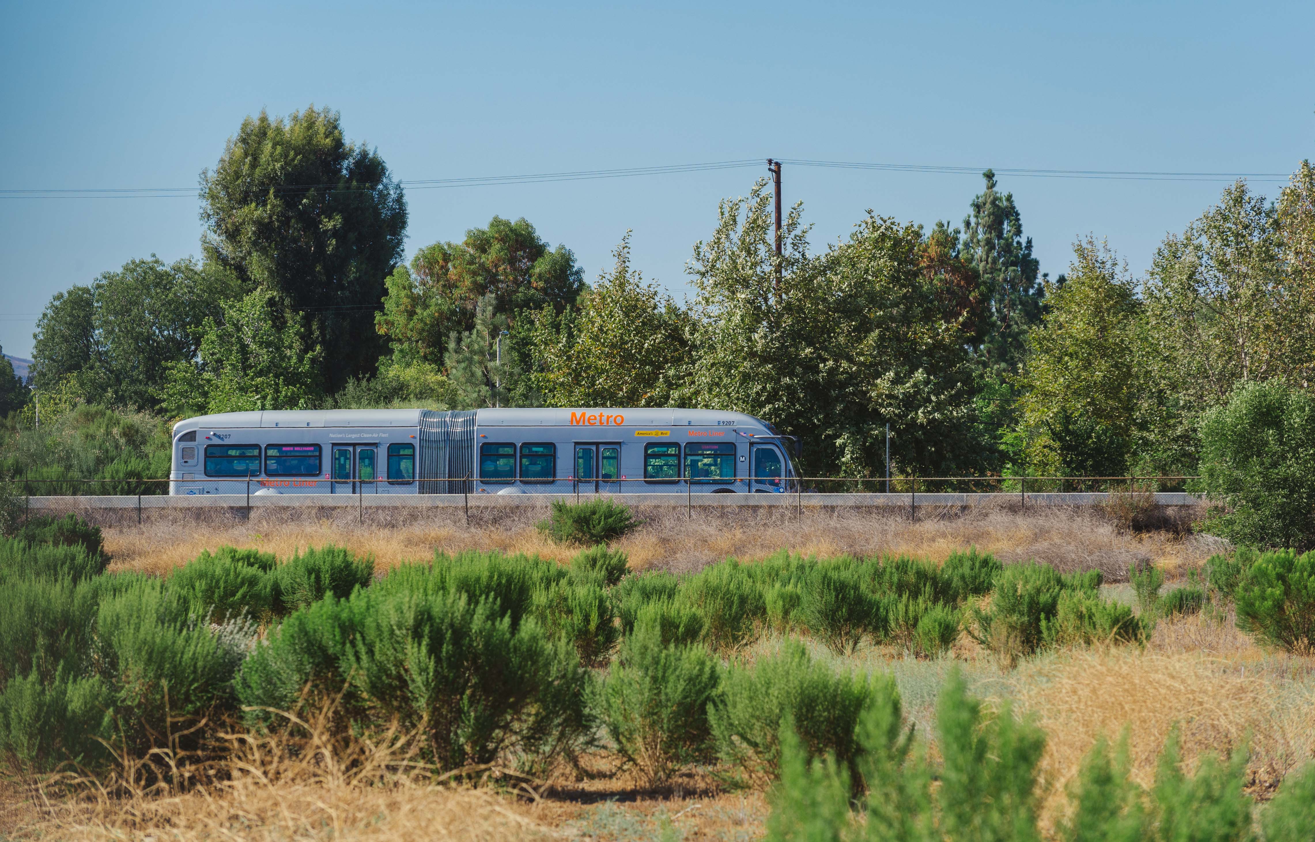 ART OF TRANSIT: The Orange Line crosses the Sepulveda Basin. Photo by Steve Hymon/Metro.