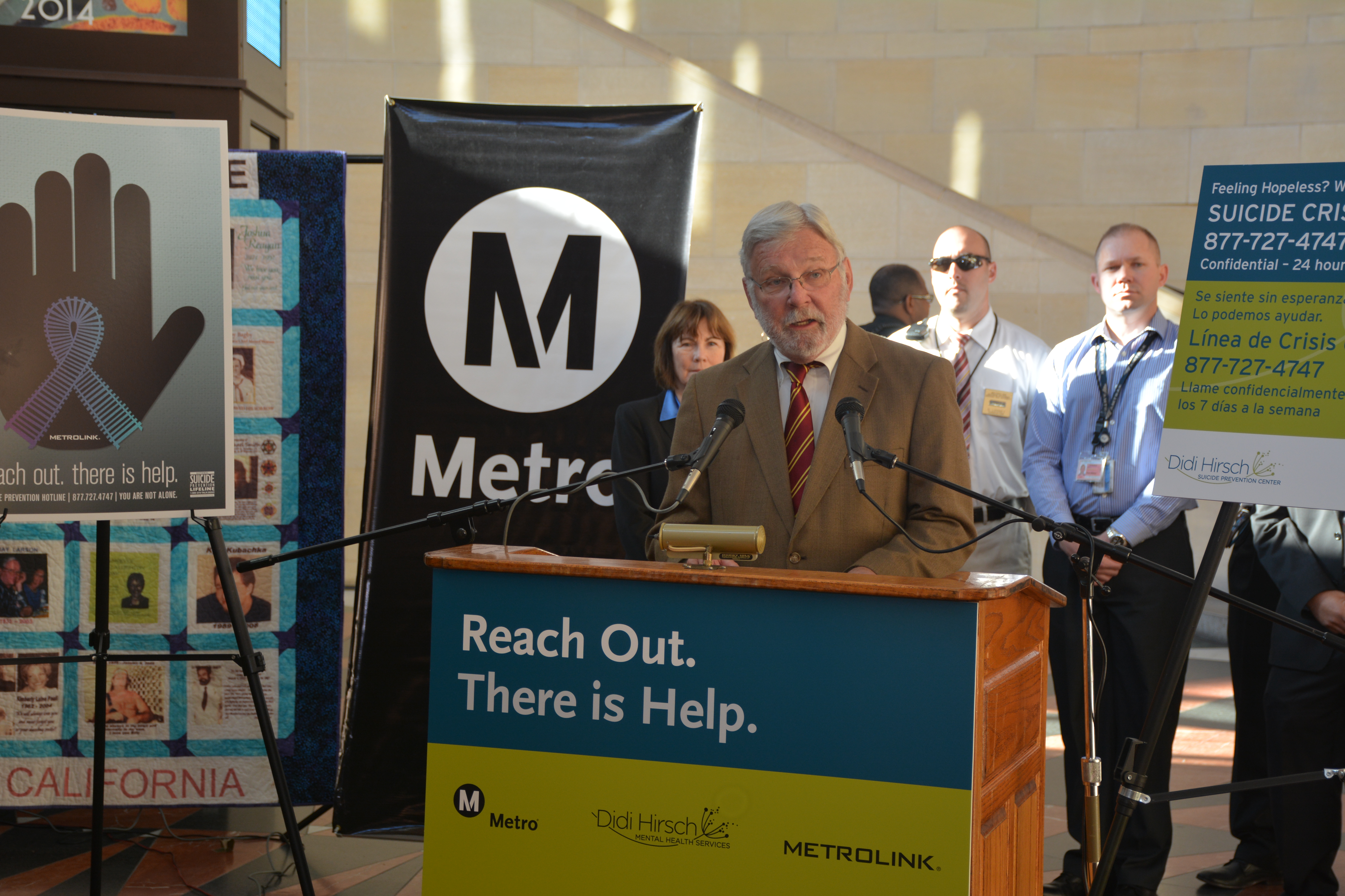 Metro CEO Art Leahy speaks at the suicide prevention event this morning. (Photo: Luis Inzunza / Metro)