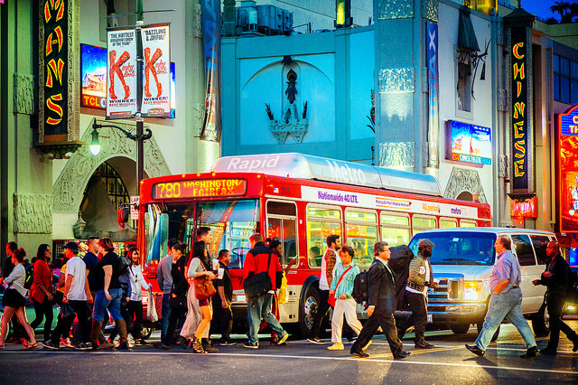 Metro Rapid 780 in Hollywood. (Photo: Steve Hymon / Metro)