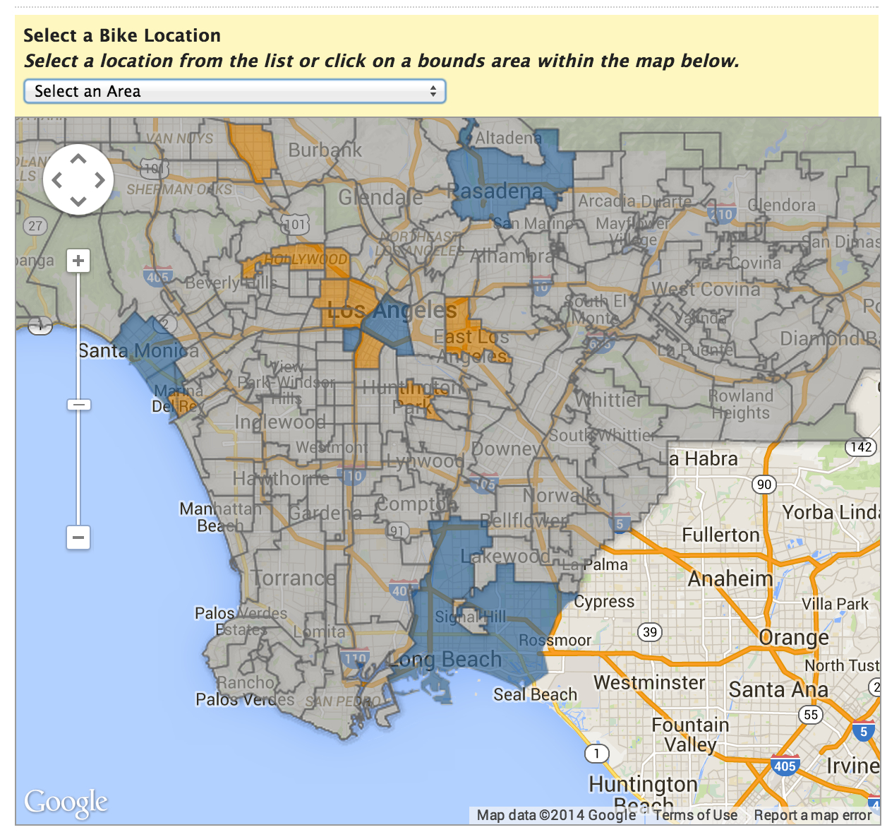 A screen grab of the new crowdsourcing bike share map. Please click above to view and interact with the real map.