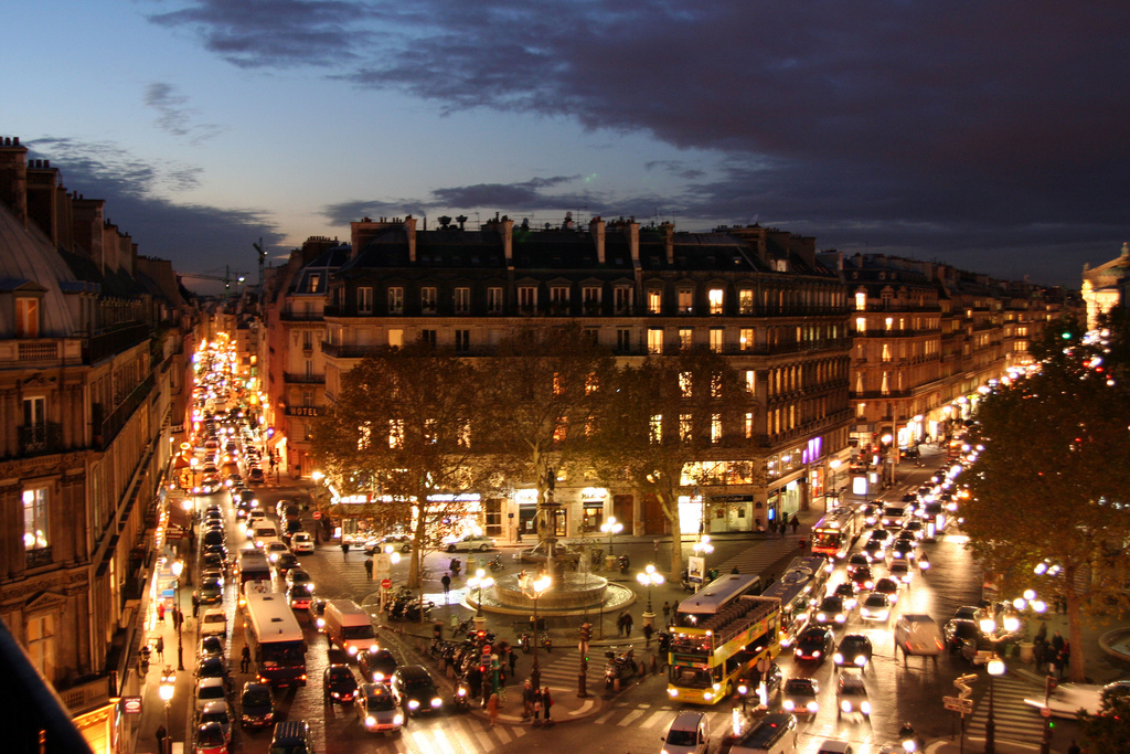 A photo of Paris traffic circa 2005 -- apparently things haven't improved much. Photo by Nelson Minar, via Flickr creative commons.