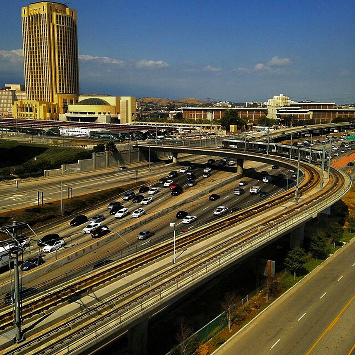 The 101 with Metro headquarters in background. (Photo via Instagram user @dtla_everyday)