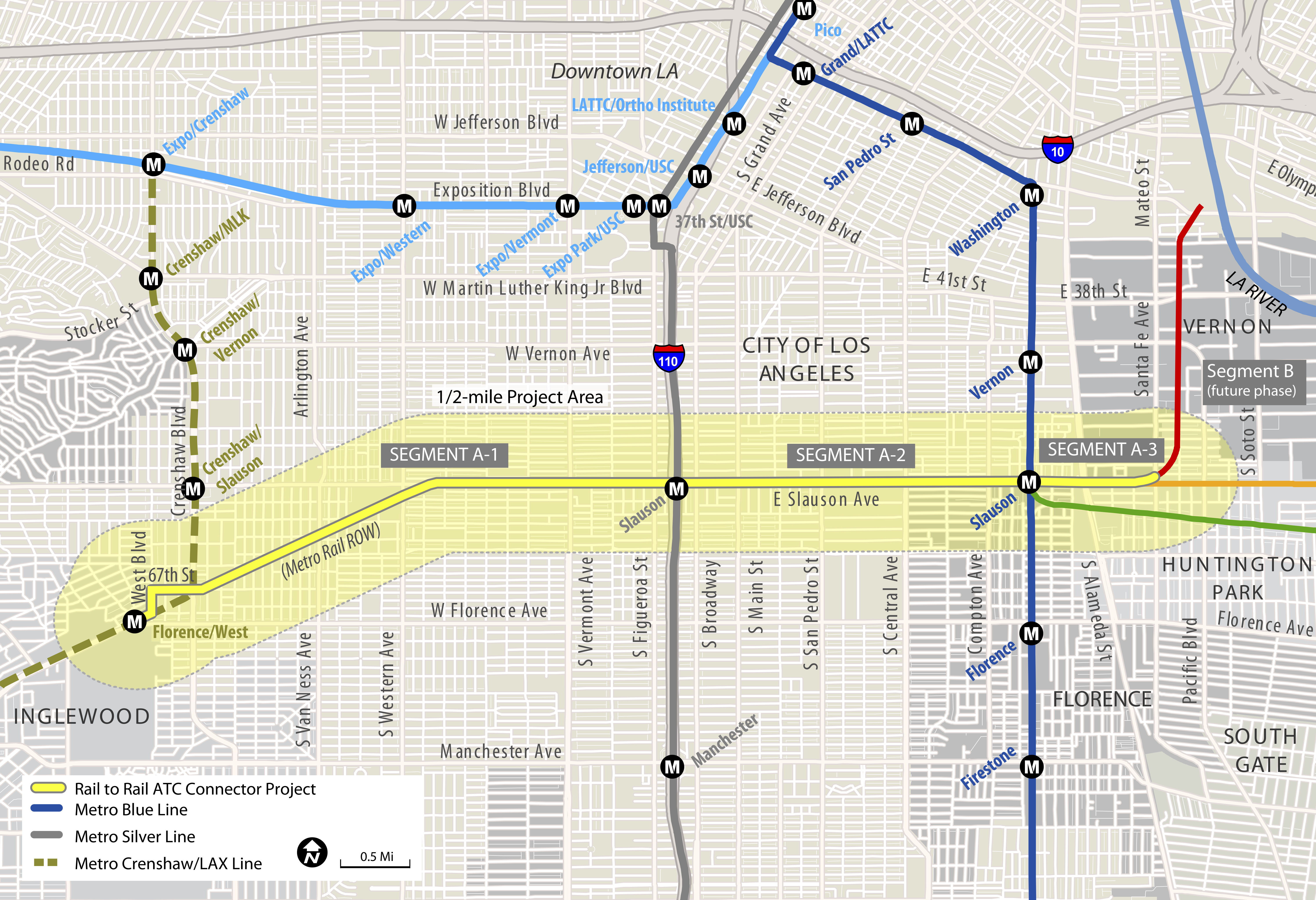 This map shows the segment of the Rail-to-River project that will be built using the new federal grant and other monies. Click to see larger.