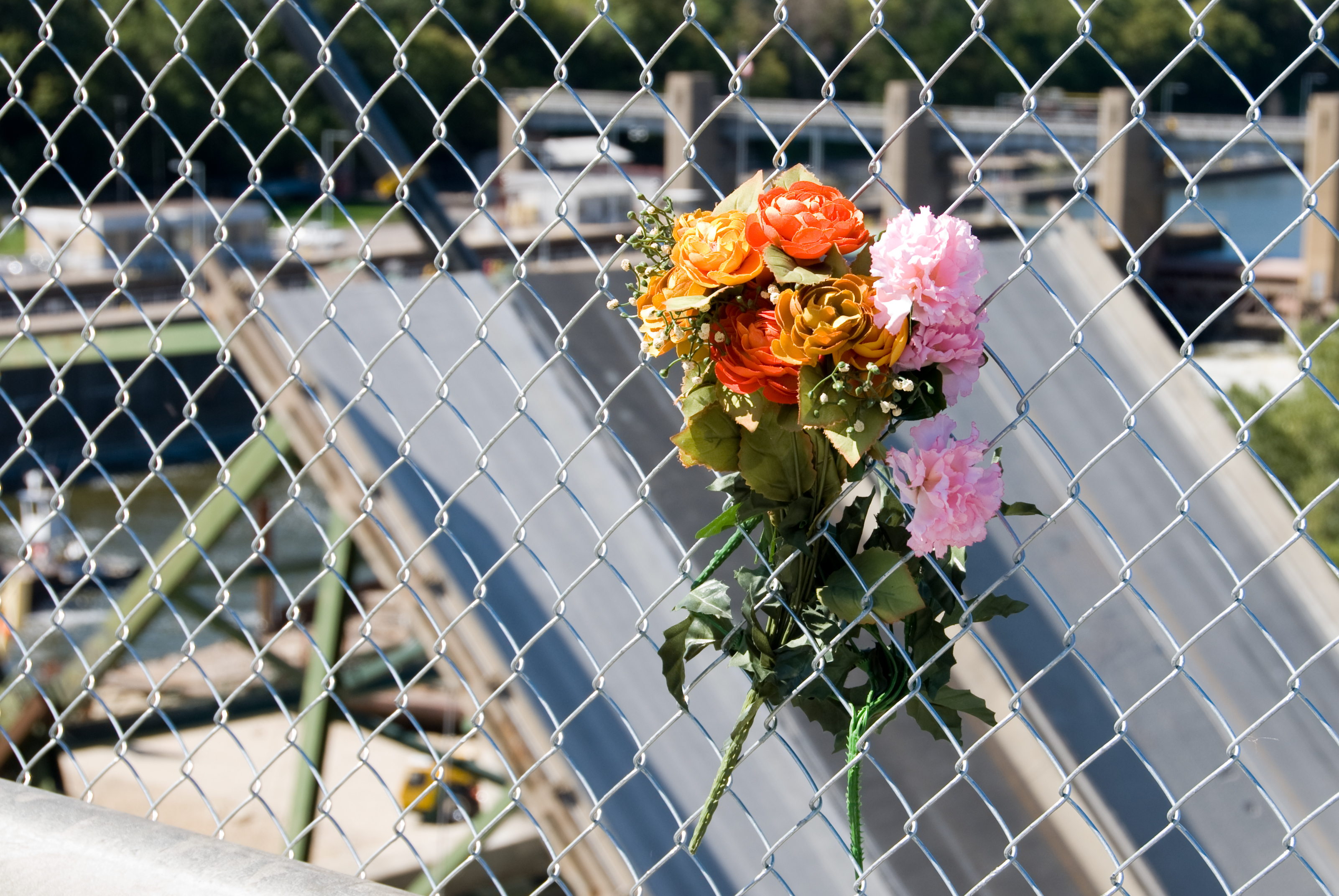 A photo after the I-35 bridge over the Mississippi River collapsed in Minneapolis in 2007. Photo by thenip73, via Flickr creative commons.