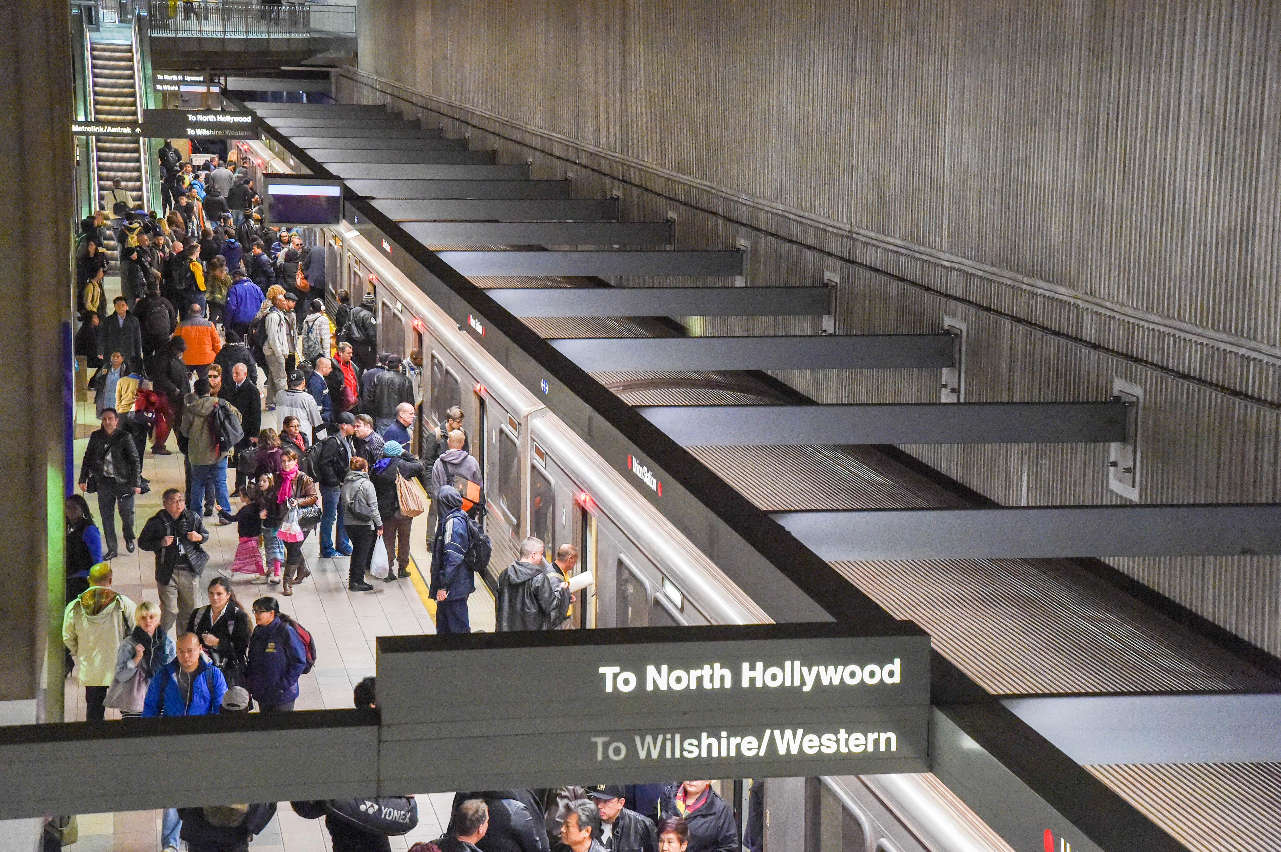 The Red/Purple Line Station at Union Station during the afternoon rush hour in early January. Photo by Steve Hymon/Metro.