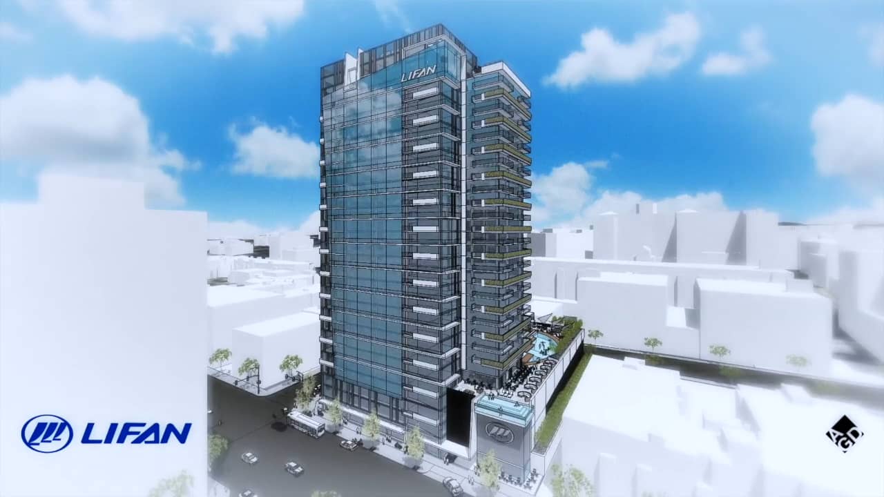 This new building proposed for 7th Street on the west side of the 110 Freeway, about a half-mile from 7th/Metro Center.