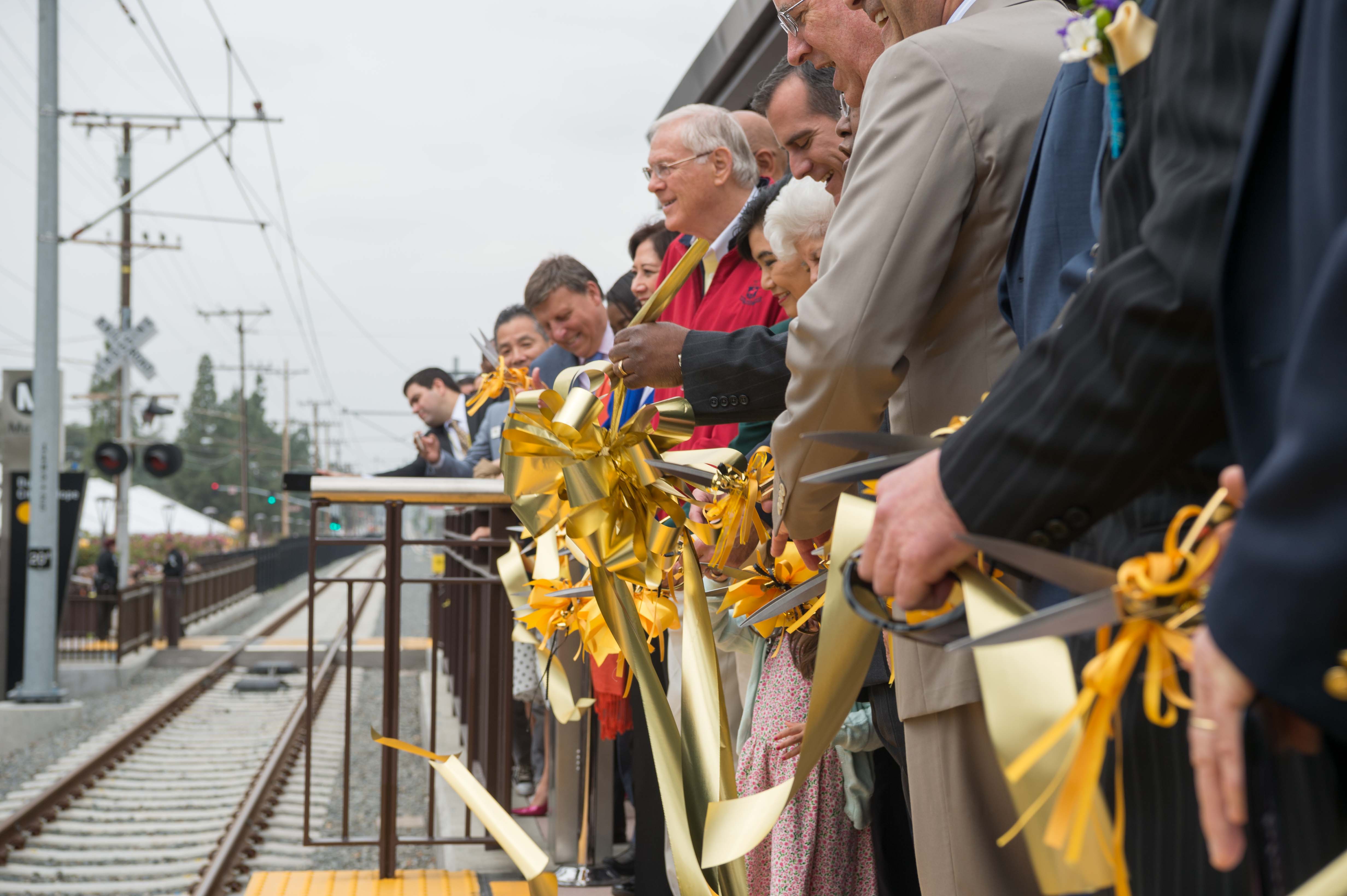 The big ribbon cutting at Duarte/City of Hope Station before trains started running.